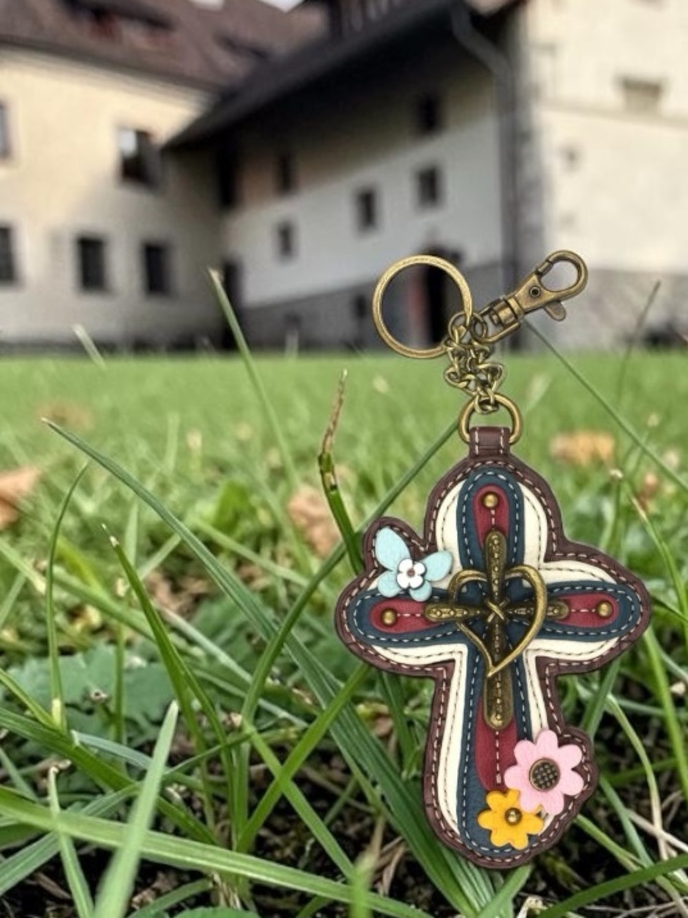CHALA bag charm Cross keychain key fob NWT floral butterfly - Picture 9 of 11